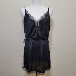 Victoria's Secret | Black Satin & Lace Slip